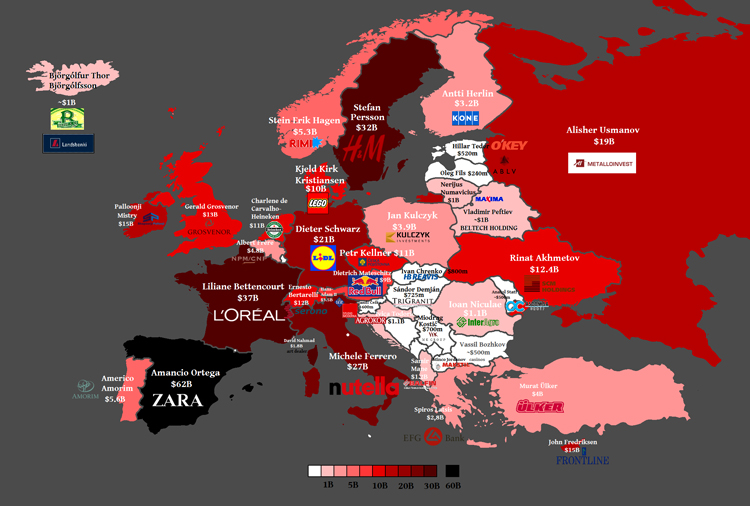 ヨーロッパのお金持ち地図